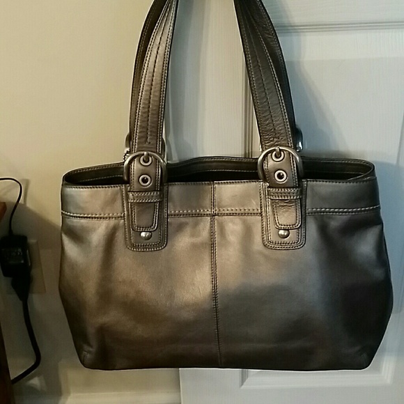 Coach large pewter leather satchel - Picture 2 of 8
